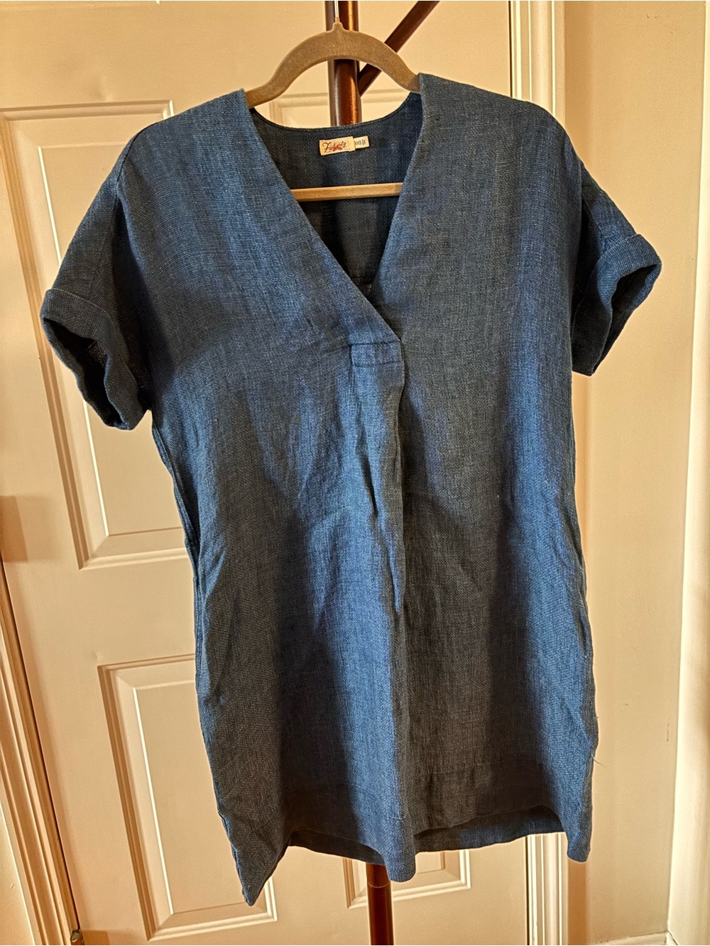 Faherty Indigo Blue V-Neck Linen Tunic
